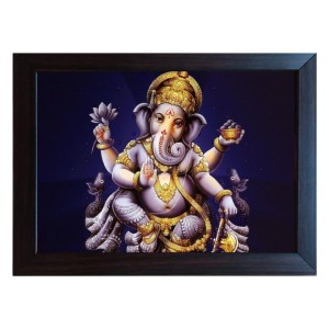 Hitech Ganesh/Ganpati Ji Photo Frame for Table, Study, Living & Pooja Room, Gifts || Divine Blessings for Your Home || Synthetic Wood Base and Front Glass (8 x 6 inch)