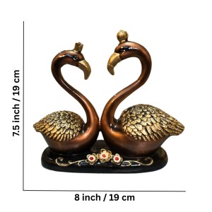 Golden Swan Couple Decorative Showpiece | Resin Love Birds Figurine for Home & Office Décor | Elegant Tabletop Statue for Living Room, Bedroom & Gift Item (Brown & Gold Finish)