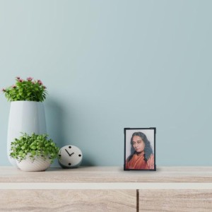 HiTechMart Wooden Photo Frame of Paramahansa Yogananda | Spiritual Leader and Guru Wall Hanging & Table Standong Frame for Home, Temple, and Meditation Room Decor