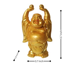 Hitech Sales Marble Resin Laughing Buddha Set of 2 | Marble Resin Gold Feng Shui Statues for Home, Office, Dining Room Decor | Asian Gift Showpiece Hitech Sales Marble Resin Laughing Buddha Set of 2 | Marble Resin Gold Feng Shui Statues for Home, Office, Dining Room Decor | Asian Gift Showpiece