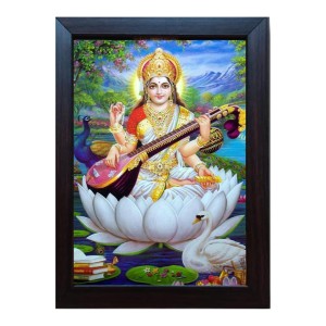 Hitech Lord Saraswati MATA Laminated Photo Frame for Table, Study & Living Room, Gifts (PVC Frame and Front face - Glass, 8 x 6 inch) Hitech Lord Saraswati MATA Laminated Photo Frame for Table, Study & Living Room, Gifts (PVC Frame and Front face - Glass, 8 x 6 inch)