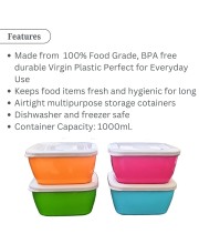 Set of 4 Colorful Food Storage Containers | BPA-Free Plastic Lunch & Meal Prep Boxes with Airtight Lids | Reusable & Stackable Kitchen Storage Set of 4 Colorful Food Storage Containers | BPA-Free Plastic Lunch & Meal Prep Boxes with Airtight Lids | Reusable & Stackable Kitchen Storage