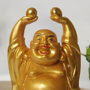 Hitech Sales Marble Resin Laughing Buddha Set of 2 | Marble Resin Gold Feng Shui Statues for Home, Office, Dining Room Decor | Asian Gift Showpiece Hitech Sales Marble Resin Laughing Buddha Set of 2 | Marble Resin Gold Feng Shui Statues for Home, Office, Dining Room Decor | Asian Gift Showpiece