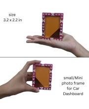 Hitech Sales Mini Decorative Hindu God Radha Krishna Photo Frame with Designing Border Religious Gift for Home, Office Décor and Card dasboard Small Temple Idol Frame for Worship (6 x 8 cm – 1 Pcs)