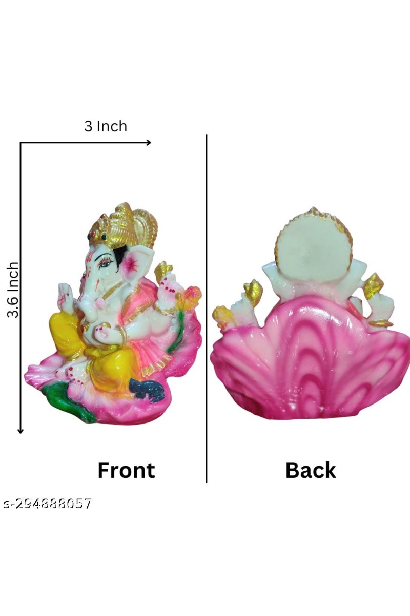 Lord Ganesha Indian Hindu Goddess Statue | Used for Home Offices Car Study Table and Small tample | Multi Colour