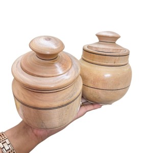 Wooden Jar and Containers Set for Kitchen Storage Spice Tea Sugar Organizer small wooden masala box Dry Fruites Jar with Lid for kitchen Home Cefe Coloures Browen.