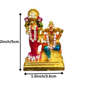 Shri Lakshmi Ganesh Murti with Stone Work Gold Plated Decorative Figurine | Religious Idol for Home Mandir, Office & Festive Decor