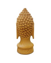 HiTechMart Handcrafted Wooden Buddha Head Statue – Intricately Carved Serenity Idol for Home Decor, Meditation & Spiritual Gifting