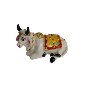 Hitech White Gau MATA Nandi Cow Statue: Murti/Figurine/Showpiece for Religious Pooja, Temple Decoration, Home Decor, and Study Room - Hindu God Gift Item Hitech White Gau MATA Nandi Cow Statue: Murti/Figurine/Showpiece for Religious Pooja, Temple Decoration, Home Decor, and Study Room - Hindu God Gift Item