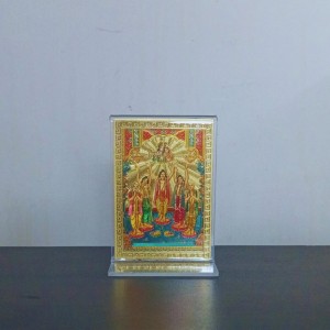 Hitech Sales Gold-Plated Shree Chaitanya Maha Prabhu with Krishna Religious Acrylic Photo Frame Hindu God and Goddess Temple Art Decor for Home, Office, Car Dashboard and Gift Purpose