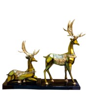 Metallic Gold Finish Deer Idols Set &ndash; Elegant Decorative Deer Figurines for Home Decor &ndash; Luxury Animal Showpieces for Living Room, Cabinet & Tabletop &ndash; Ideal Anniversary, Wedding & Housewarming Gift