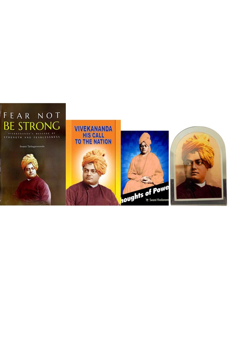wami Vivekananda Photo Frame with Books: Fear Not to be Strong, Swami Vivekananda His Call to The Nation, Thought of Power