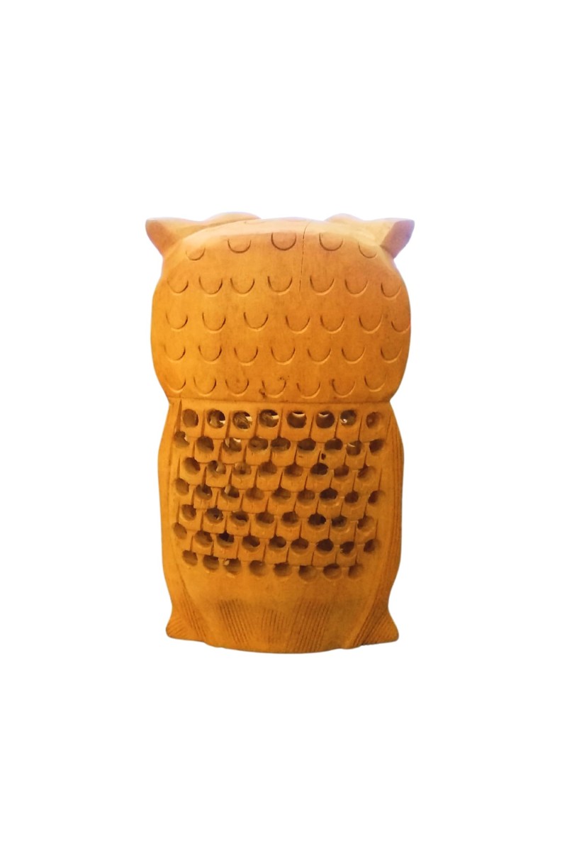Handcrafted Wooden Owl Statue – Intricately Carved Owl Figurine, Feng Shui & Vastu Decor for Home & Office, Lucky Charm Symbol of Wisdom