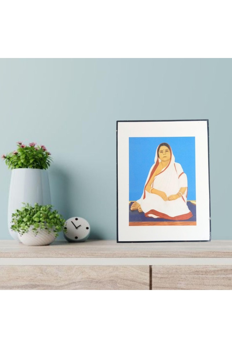 Hitech Sales Wooden Laminated Boro Maa Photo Frame for Pooja Room, Temple, Home Decor, Gift (Free Stand, Tabletop, 8.6 x 11 inches)