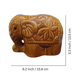 Ceramic Money Coins Holder Elephant Showpiece – Handcrafted Brown Decorative Elephant Figurine for Home, Office & Table Décor Colour: Antique| Brown