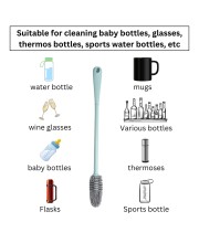 Hitech Sales Bottle Cleaning Brush Multipurpose Flexible Bottle Cleaner Brush for Glass, Plastic Bottles and More, Long Handle, Durable, Hanging Holes (White and Sea-Green, Pack of 2)