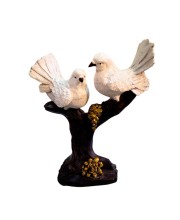 White Bird Couple Decorative Showpiece on Tree Branch Base | Resin Love Birds Figurine for Home & Office Décor | Elegant Tabletop Statue for Living Room, Bedroom & Gift Purpose