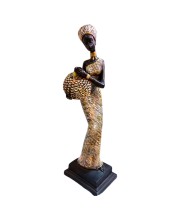 Handcrafted African Lady Figurine with Basket – Elegant Resin Tribal Woman Statue for Home Decor – Artistic Showpiece for Living Room, Office, Shelf & Gift Purpose