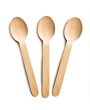 Hitech Sales Pack of 25 16CM Disposable Wooden Spoons for Party Picnic and Home & Kitchen Perfect for Eating, Samoling and Tasting Ice Cream, Yogurt, Dessert, Parfait, Mousse, Pudding
