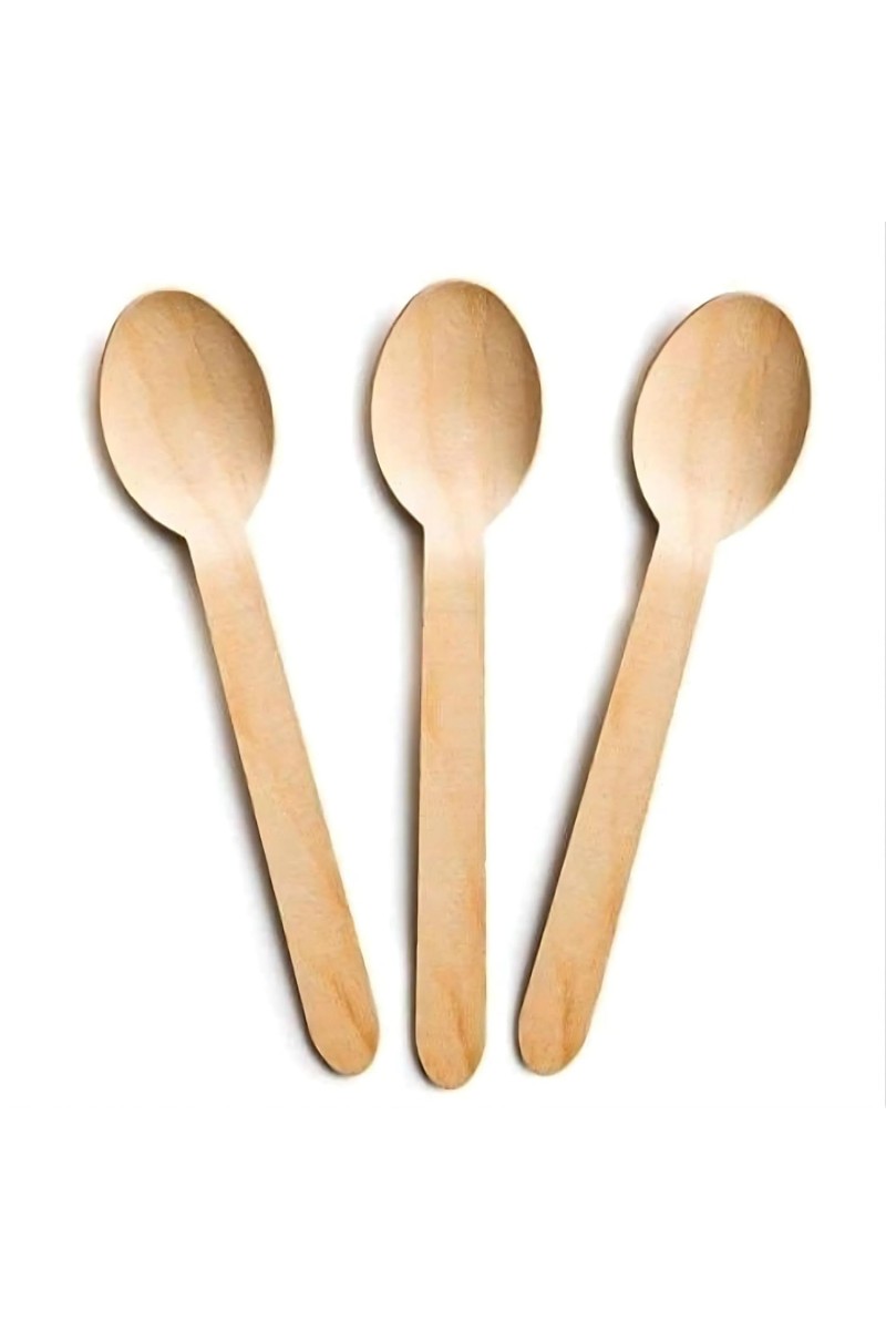Hitech Sales Pack of 25 16CM Disposable Wooden Spoons for Party Picnic and Home & Kitchen Perfect for Eating, Samoling and Tasting Ice Cream, Yogurt, Dessert, Parfait, Mousse, Pudding
