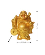 Hitech Sales Laughing Buddha, Marble Resin Gold Feng Shui Statues for Home, Office, Dining Room Decor, Asian Gift Showpiece (Set of 2)