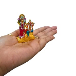 Shri Lakshmi Ganesh Murti with Stone Work Gold Plated Decorative Figurine | Religious Idol for Home Mandir, Office & Festive Decor