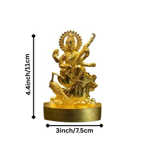 Antique Gold Metal Statue Maa Saraswati Showpiece for Home & Office | Hindu Goddess Decorative Murti for Puja & Mandir Office Table Showpiece. Antique Gold Metal Statue Maa Saraswati Showpiece for Home & Office | Hindu Goddess Decorative Murti for Puja & Mandir Office Table Showpiece.
