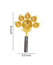 Panchmukhi Aarti Diya Brass Oil Lamp Pooja Mandir Decor Spiritual Gift 9x5.5 inches