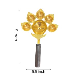Panchmukhi Aarti Diya Brass Oil Lamp Pooja Mandir Decor Spiritual Gift 9x5.5 inches Panchmukhi Aarti Diya Brass Oil Lamp Pooja Mandir Decor Spiritual Gift 9x5.5 inches