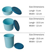 Storage Food Container Set (3 PCS) – 500ml, 1000L, 1500L with Lids, Space-Saving | Stackable Food Safe Kitchen Storage Container, Airtight & Leak Proof For Home (Sky)