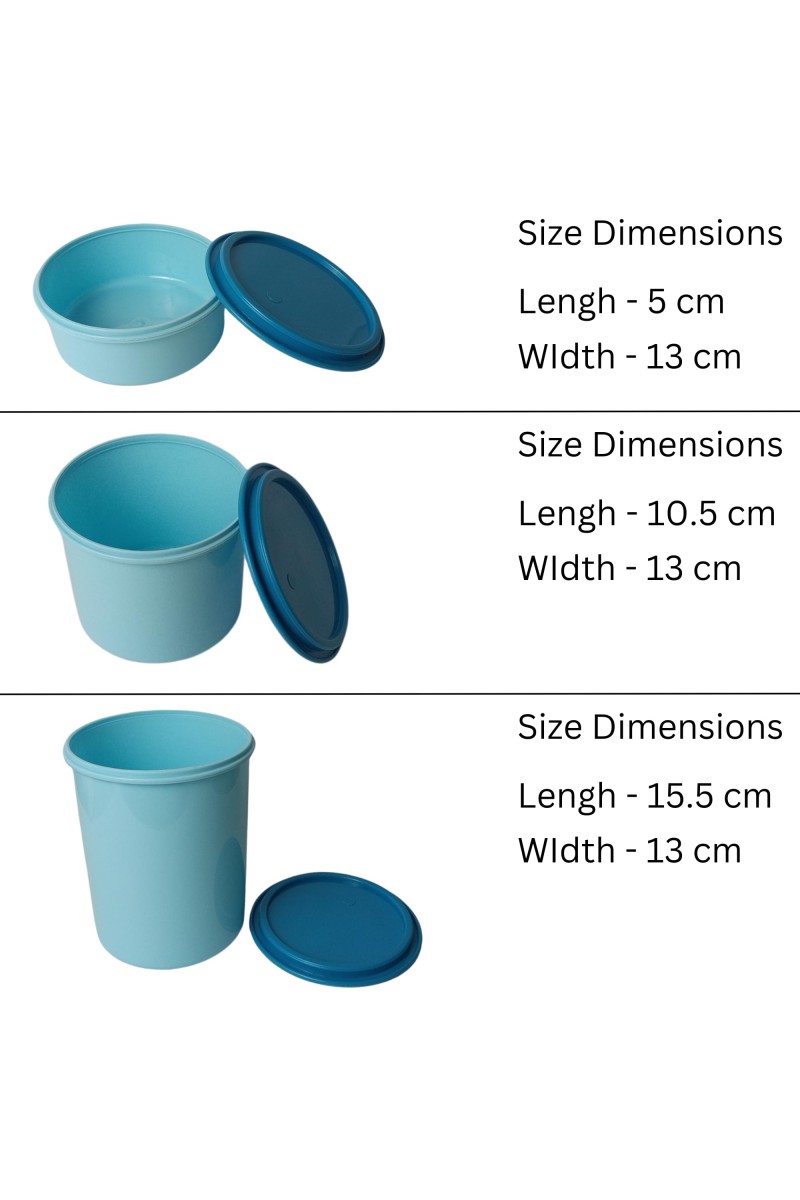 Storage Food Container Set (3 PCS) – 500ml, 1000L, 1500L with Lids, Space-Saving | Stackable Food Safe Kitchen Storage Container, Airtight & Leak Proof For Home (Sky)
