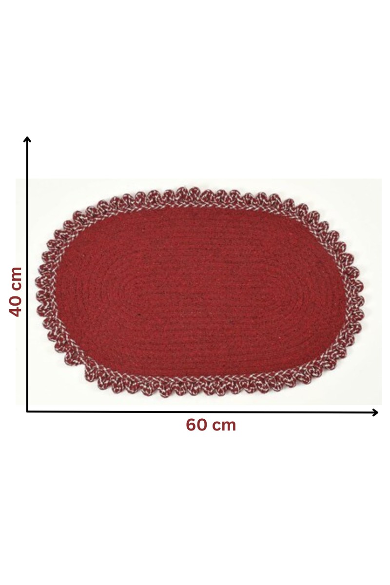 Hitech Rugs Oval Shape Durable Cotton Door Mat Heavy Duty Indoor Outdoor Easy Clean Mats for Living Room/Bathroom/Kitchen/Entrance (Pack of 1, Red)