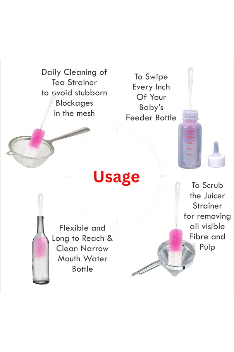Hitch Sales Nylon Plastic Big Thermos/Bottle Cleaning Brush Multiple Colors Available | Plastic Long Handle Bottle Cleaner Brush for Washing Water Bottle, Baby Bottle, Containers, Vase & Glass, Mug