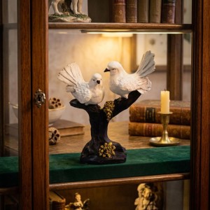 White Bird Couple Decorative Showpiece on Tree Branch Base | Resin Love Birds Figurine for Home & Office Décor | Elegant Tabletop Statue for Living Room, Bedroom & Gift Purpose White Bird Couple Decorative Showpiece on Tree Branch Base | Resin Love Birds Figurine for Home & Office Décor | Elegant Tabletop Statue for Living Room, Bedroom & Gift Purpose