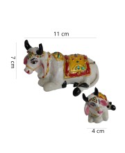 Hitech White Gau MATA Nandi Cow Statue: Murti/Figurine/Showpiece for Religious Pooja, Temple Decoration, Home Decor, and Study Room - Hindu God Gift Item