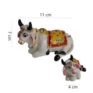Hitech White Gau MATA Nandi Cow Statue: Murti/Figurine/Showpiece for Religious Pooja, Temple Decoration, Home Decor, and Study Room - Hindu God Gift Item Hitech White Gau MATA Nandi Cow Statue: Murti/Figurine/Showpiece for Religious Pooja, Temple Decoration, Home Decor, and Study Room - Hindu God Gift Item