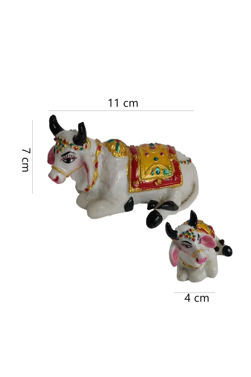 Hitech White Gau MATA Nandi Cow Statue: Murti/Figurine/Showpiece for Religious Pooja, Temple Decoration, Home Decor, and Study Room - Hindu God Gift Item
