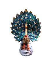 Handcrafted Peacock Showpiece for Home Decor – Colorful Resin Peacock Figurine with Detailed Feather Design – Decorative Tabletop Statue for Living Room, Office & Gift Purpose