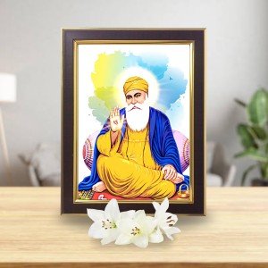 Hitech Sales Guru Nanak Dev Ji Photo Frame for Home & Temple Decoration, Polystyrene Material, Brown (7 x 9 inches with Printed Photo) Hitech Sales Guru Nanak Dev Ji Photo Frame for Home & Temple Decoration, Polystyrene Material, Brown (7 x 9 inches with Printed Photo)