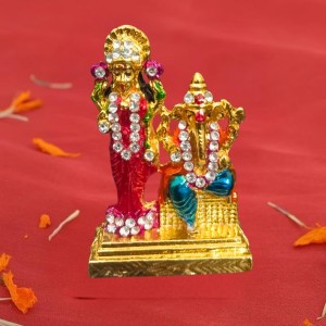 Shri Lakshmi Ganesh Murti with Stone Work Gold Plated Decorative Figurine | Religious Idol for Home Mandir, Office & Festive Decor
