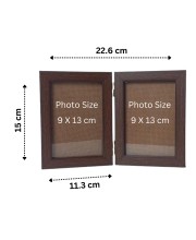 Hitech Sales Radha Krishna Double Picture Folding Photo Frame for Table, Home, Pooja Room Decor (Color- Brown, 2 Photos, Rectangular, Printed Photo, Tabletop Folding Stand Frame)
