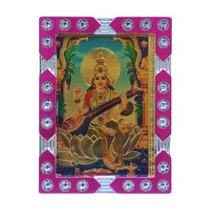 Hitech Sales Mini Decorative Saraswati MATA Photo Frame with Designing Border Religious Gift for Home, Office Décor and Card dasboard Small Temple Idol Frame for Worship (6 x 8 cm – 1 Pcs) Hitech Sales Mini Decorative Saraswati MATA Photo Frame with Designing Border Religious Gift for Home, Office Décor and Card dasboard Small Temple Idol Frame for Worship (6 x 8 cm – 1 Pcs)