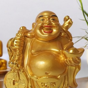 Hitech Sales Laughing Buddha, Marble Resin Gold Feng Shui Statues for Home, Office, Dining Room Decor, Asian Gift Showpiece (Set of 2) Hitech Sales Laughing Buddha, Marble Resin Gold Feng Shui Statues for Home, Office, Dining Room Decor, Asian Gift Showpiece (Set of 2)