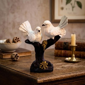 White Bird Couple Decorative Showpiece on Tree Branch Base | Resin Love Birds Figurine for Home & Office Décor | Elegant Tabletop Statue for Living Room, Bedroom & Gift Purpose White Bird Couple Decorative Showpiece on Tree Branch Base | Resin Love Birds Figurine for Home & Office Décor | Elegant Tabletop Statue for Living Room, Bedroom & Gift Purpose