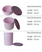 Storage Food Container Set (3 PCS) – 500ml, 1000L, 1500L with Lids, Space-Saving | Stackable Food Safe Kitchen Storage Container, Airtight & Leak Proof For Home (Pink)