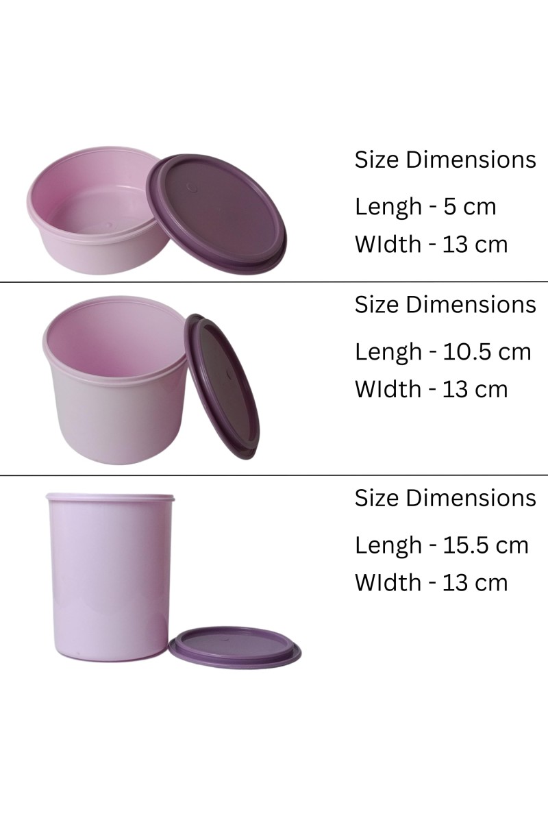 Storage Food Container Set (3 PCS) – 500ml, 1000L, 1500L with Lids, Space-Saving | Stackable Food Safe Kitchen Storage Container, Airtight & Leak Proof For Home (Pink)