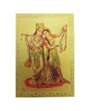 Hitech Sales Radha Krishna Gold-Plated Religious Acrylic Photo Frame Hindu God and Goddess Temple Art Decor for Home, Office, Car Dashboard and Gift Purpose