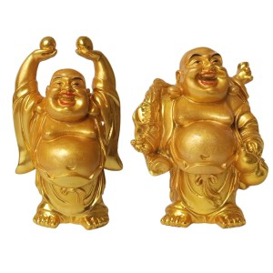 Hitech Sales Marble Resin Laughing Buddha Set of 2 | Marble Resin Gold Feng Shui Statues for Home, Office, Dining Room Decor | Asian Gift Showpiece Hitech Sales Marble Resin Laughing Buddha Set of 2 | Marble Resin Gold Feng Shui Statues for Home, Office, Dining Room Decor | Asian Gift Showpiece