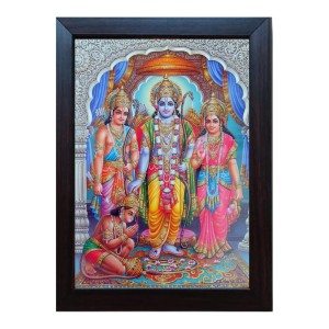 Hitech Bhagwan Shri Ram, Sita MATA, Lakshman Ji with Hanuman Ji Laminated Photo Frame for Table, Study & Living Room, Pooja, Gifts, Divine Blessings for Your Home