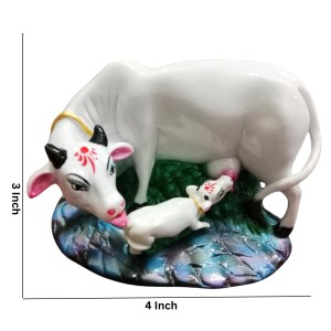 Hitech White Color Small Size Table Decor Religious Idol Cow & Calf Set Hitech White Color Small Size Table Decor Religious Idol Cow & Calf Set